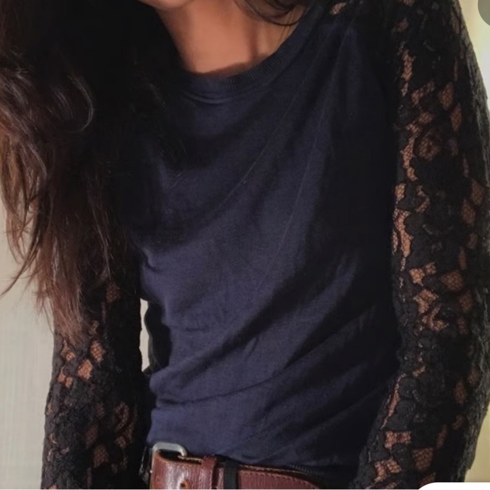 DVF Lace Sleeve and Back Sweater